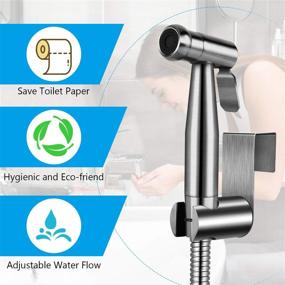 img 3 attached to 🚿 Premium Stainless Steel Handheld Bidet Sprayer Set - Anti-Leak Hose, Adjustable Water Pressure - Ideal for Feminine Hygiene, Cloth Diaper Cleaning, and Pets' Shower