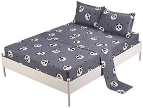 img 2 attached to 🐼 MAG Lovely Panda Bed Sheet Set: Gray Queen Size Bedding with Flat & Fitted Sheet, Pillow Shams - 12” Deep, Kids, Boys, Girls