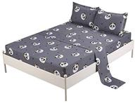 🐼 mag lovely panda bed sheet set: gray queen size bedding with flat & fitted sheet, pillow shams - 12” deep, kids, boys, girls logo