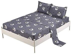 img 3 attached to 🐼 MAG Lovely Panda Bed Sheet Set: Gray Queen Size Bedding with Flat & Fitted Sheet, Pillow Shams - 12” Deep, Kids, Boys, Girls