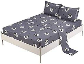 img 1 attached to 🐼 MAG Lovely Panda Bed Sheet Set: Gray Queen Size Bedding with Flat & Fitted Sheet, Pillow Shams - 12” Deep, Kids, Boys, Girls