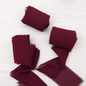 img 2 attached to 🎀 Doris Home Fringe Chiffon Silk-Like Ribbon Set - 2&#34; x 7Yd - Pack of 3 Rolls - Burgundy Ribbons Ideal for Wedding Invitations, Bouquets, and Gift Wrapping