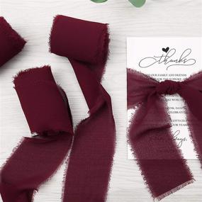 img 1 attached to 🎀 Doris Home Fringe Chiffon Silk-Like Ribbon Set - 2&#34; x 7Yd - Pack of 3 Rolls - Burgundy Ribbons Ideal for Wedding Invitations, Bouquets, and Gift Wrapping