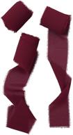 🎀 doris home fringe chiffon silk-like ribbon set - 2&#34; x 7yd - pack of 3 rolls - burgundy ribbons ideal for wedding invitations, bouquets, and gift wrapping logo