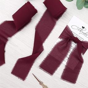 img 3 attached to 🎀 Doris Home Fringe Chiffon Silk-Like Ribbon Set - 2&#34; x 7Yd - Pack of 3 Rolls - Burgundy Ribbons Ideal for Wedding Invitations, Bouquets, and Gift Wrapping