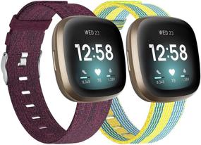 img 4 attached to 👟 Набор браслетов Vitty 2 Pack, совместимых с Fitbit Versa 3 / Sense - стильные и дышащие запасные браслеты из ткани для мужчин и женщин