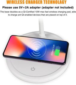 img 3 attached to 💡 10W Wireless Charger LED Desk Lamp: Dimmable, 3 Color Temperatures, & Flexible Gooseneck - Ideal for Home Office, Computer & Study Desks