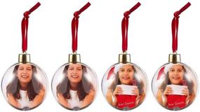 img 4 attached to 🎄 Satin String Christmas Tree Photo Ornaments, 2.7 inch (4 Pack), Personalized