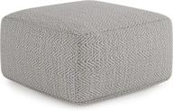 simplihome nate square pouf, footstool, upholstered in grey melange hand woven cotton with modern patterns, ideal for living room, bedroom, and kids room décor, transitional style logo