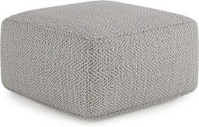 img 4 attached to Simplihome Nate Square Pouf, Footstool, Upholstered in Grey Melange Hand Woven Cotton with Modern Patterns, Ideal for Living Room, Bedroom, and Kids Room Décor, Transitional Style