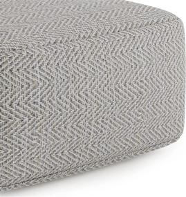 img 1 attached to Simplihome Nate Square Pouf, Footstool, Upholstered in Grey Melange Hand Woven Cotton with Modern Patterns, Ideal for Living Room, Bedroom, and Kids Room Décor, Transitional Style