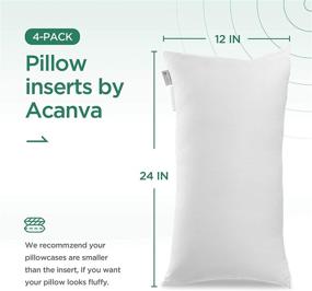 img 1 attached to 🛋️ Acanva Set of 4 Euro Square Premium Throw Pillow Inserts with Microfiber Fill, Lumbar Support Decorative Cushions for Sofa, Bed, Couch & Chairs, 12x24, White, 4 Count (Pack of 1)