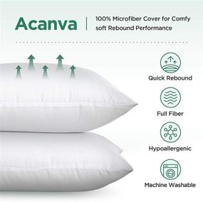 img 2 attached to 🛋️ Acanva Set of 4 Euro Square Premium Throw Pillow Inserts with Microfiber Fill, Lumbar Support Decorative Cushions for Sofa, Bed, Couch & Chairs, 12x24, White, 4 Count (Pack of 1)