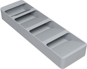 img 4 attached to HOTEC Kitchen Drawer Organizer Tray - Silverware Cutlery Spoon Knife Fork Storage Box - Grey