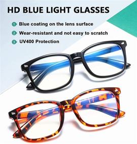 img 2 attached to 🤓 Ultimate Protection: 5Pcs Anti-UV Square Nerd Reading Glasses with Blue Light Blocking for Men & Women