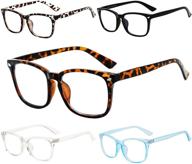 🤓 ultimate protection: 5pcs anti-uv square nerd reading glasses with blue light blocking for men & women logo