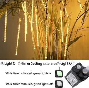 img 1 attached to 🌟 iBaycon 11.8 inch Meteor Shower Raindrop Lights – 10 Tubes, 240 LEDs with Timer for Holiday Party Wedding Christmas Tree Decoration in Warm White