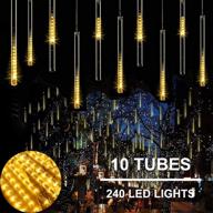 🌟 ibaycon 11.8 inch meteor shower raindrop lights – 10 tubes, 240 leds with timer for holiday party wedding christmas tree decoration in warm white логотип