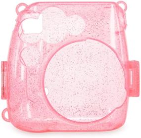 img 2 attached to 📷 Wolven Crystal Camera Case with Adjustable Rainbow Shoulder Strap - Compatible with Fujifilm Instax Mini 8, Mini 8+, and Mini 9 Cameras - Pink Crystal