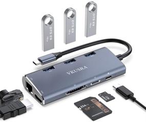 img 4 attached to 🔌 Vkusra 8-in-1 USB C Docking Station: USB C Hub Multiport Adapter for Mac Pro - HDMI, PD Charging, RJ45 Network, SD/TF Card Reader, USB 3.0 Hub