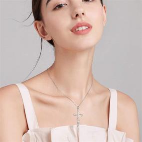 img 3 attached to 👼 Sterling Silver Religious Pendant Necklace with Zirconia: Girls' Jewelry