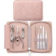 8 in 1 professional familife manicure 💅 set with pink leather travel case for women girl logo