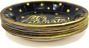 img 3 attached to 🎉 Black & Gold New Year's Eve 2022: 24 Paper Plates, 24 Cups, and 50 Napkins for a Festive Celebration - Disposable Tableware Set