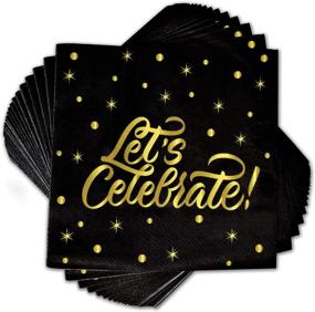 img 1 attached to 🎉 Black & Gold New Year's Eve 2022: 24 Paper Plates, 24 Cups, and 50 Napkins for a Festive Celebration - Disposable Tableware Set