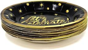 img 2 attached to 🎉 Black & Gold New Year's Eve 2022: 24 Paper Plates, 24 Cups, and 50 Napkins for a Festive Celebration - Disposable Tableware Set
