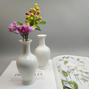 img 3 attached to 💐 Set of 2 CRH600 Small Ceramic White Vases, 6 Inches High, for Home Table Decoration, Hotel, Party, DIY Wedding Centerpieces - 6" White Vases (2 Pcs)