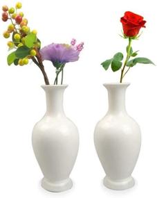 img 4 attached to 💐 Set of 2 CRH600 Small Ceramic White Vases, 6 Inches High, for Home Table Decoration, Hotel, Party, DIY Wedding Centerpieces - 6" White Vases (2 Pcs)