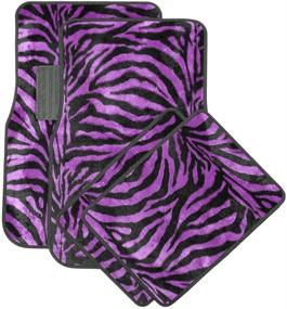 img 1 attached to 🐾 Purple Zebra White Tiger Animal Print Car/Truck Floor Mats - Set of 4, Universal Fit