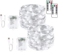 blingstar fairy lights 2 pack 33ft 100 led usb & battery operated christmas lights with remote control timer - 8 modes firefly lights - cool white fairy string lights for bedroom & wedding decor логотип