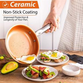 img 3 attached to 🍳 14-Piece Nonstick Cookware Set for Kitchen - Induction Compatible Pots and Pans Set, Stainless Steel with Copper Finish - Ideal for Cooking, Baking, and More!