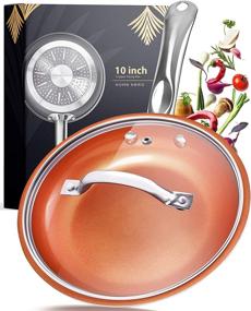 img 4 attached to 🍳 14-Piece Nonstick Cookware Set for Kitchen - Induction Compatible Pots and Pans Set, Stainless Steel with Copper Finish - Ideal for Cooking, Baking, and More!
