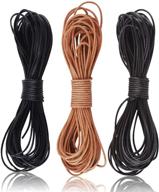 📿 sosmar cowhide round leather cords: 3 rolls of 5.5 yard x 1mm genuine leather cord for jewelry making and diy crafts in black, dark brown, and natural brown logo