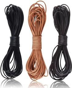 img 4 attached to 📿 SOSMAR Cowhide Round Leather Cords: 3 Rolls of 5.5 Yard x 1MM Genuine Leather Cord for Jewelry Making and DIY Crafts in Black, Dark Brown, and Natural Brown