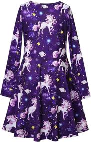 img 3 attached to 🦄 Winter Girls' Clothing and Dresses - Sleeve Cotton Unicorn Dresses