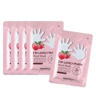 🍑 tonymoly i'm lovely peach hand mask, pack of 5 logo