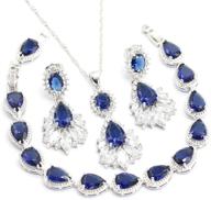 💎 gzjy waterdrop shape jewelry set - royal blue crystal bracelet, necklace, and earrings for women logo