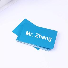 img 3 attached to HEALLILY Blue Metal Business Cards Blanks Aluminum Plaque Plate For Customer Engraving Sublimation Print DIY Gift Cards 50 Pcs
