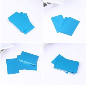 img 1 attached to HEALLILY Blue Metal Business Cards Blanks Aluminum Plaque Plate For Customer Engraving Sublimation Print DIY Gift Cards 50 Pcs