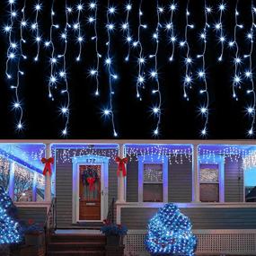 img 4 attached to Joliyoou 360 LEDs 29.5ft Dripping Icicle Christmas Lights, 8 Modes Curtain Fairy Lights with 60 Drops, Outdoor Indoor Xmas Holiday Wedding Party Decorations (Blue)