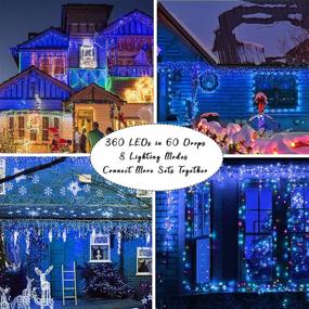 img 3 attached to Joliyoou 360 LEDs 29.5ft Dripping Icicle Christmas Lights, 8 Modes Curtain Fairy Lights with 60 Drops, Outdoor Indoor Xmas Holiday Wedding Party Decorations (Blue)