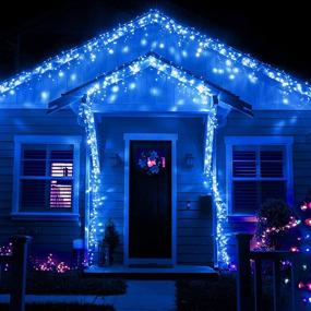 img 1 attached to Joliyoou 360 LEDs 29.5ft Dripping Icicle Christmas Lights, 8 Modes Curtain Fairy Lights with 60 Drops, Outdoor Indoor Xmas Holiday Wedding Party Decorations (Blue)