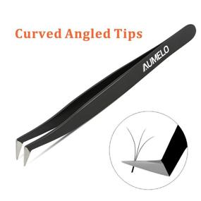 img 2 attached to 👁️ AUMELO Eyelash Extension Tweezers - 3 PCS Professional Stainless Steel Precision Lash Tweezers Set for Beauty Enhancements - Perfectly Aligned Pointy Ends, Black