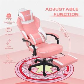 img 2 attached to 🎮 Ergonomic Pink Gaming Chair with Footrest, Massage Feature, Mat Included for Heavy People - Office, Desk, Computer, Gamer Chair - Silla Gamer