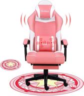 🎮 ergonomic pink gaming chair with footrest, massage feature, mat included for heavy people - office, desk, computer, gamer chair - silla gamer logo