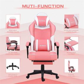 img 3 attached to 🎮 Ergonomic Pink Gaming Chair with Footrest, Massage Feature, Mat Included for Heavy People - Office, Desk, Computer, Gamer Chair - Silla Gamer