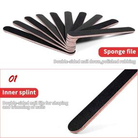 img 1 attached to 💅 Double Sided 100 180 Grit Nail File Emery Board for Gel Acrylic Dip Black Nail Buffering - Set of 10 Professional Manicure Pedicure Tools for Home and Salon Use
